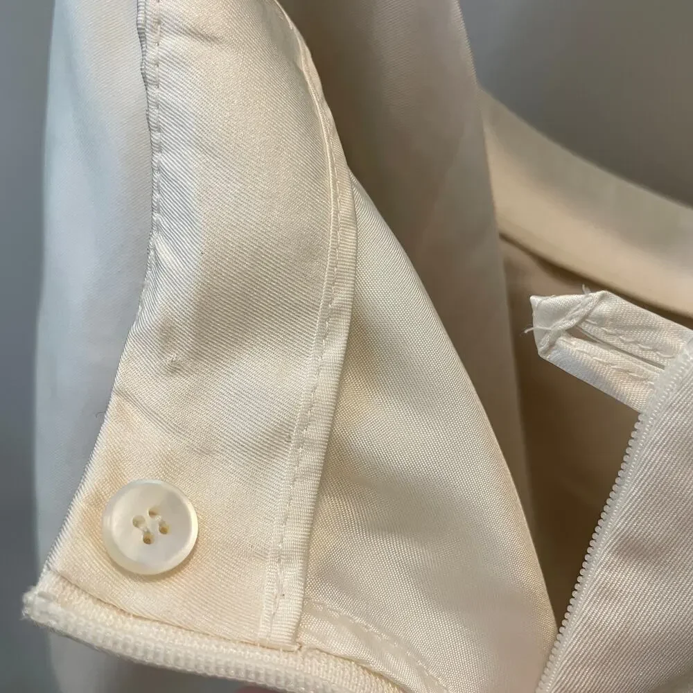 AKRIS 100% Silk Color Block Skirt | Brown, Cream US 10, F 42, D 40, Vents $1590